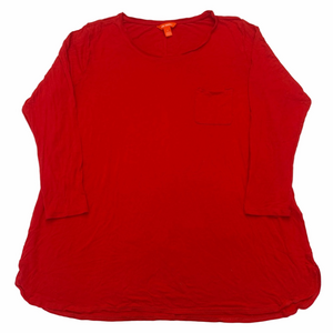 Joe Fresh + Women 1X Red Long Sleeve Top Pocket on Chest Casual Workwear Lounge